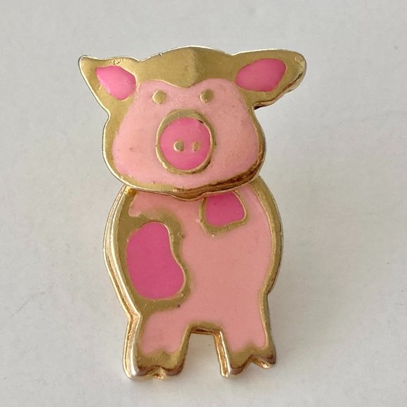 Vintage Articulated Pink Pig Lapel Pin Tie Tac Enamel Moving Head Estate Find - Picture 1 of 12